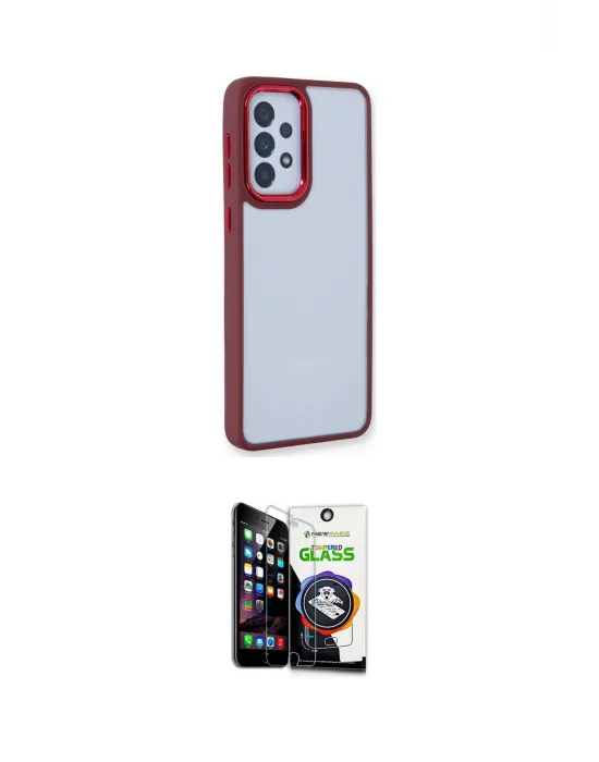 ieg™ Galaxy A53 5G Kılıf Eksen Doku Prime - Şeffaf Temperli Cam Ekran Koruyucu