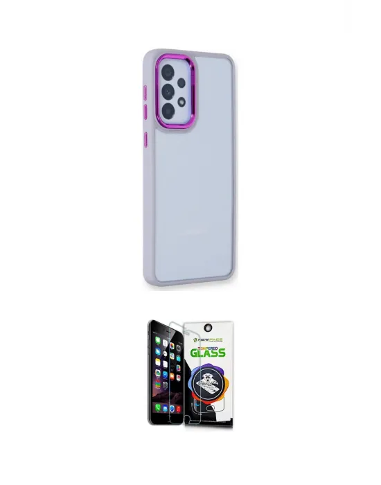 ieg™ Galaxy A53 5G Kılıf Eksen Doku Prime - Şeffaf Temperli Cam Ekran Koruyucu