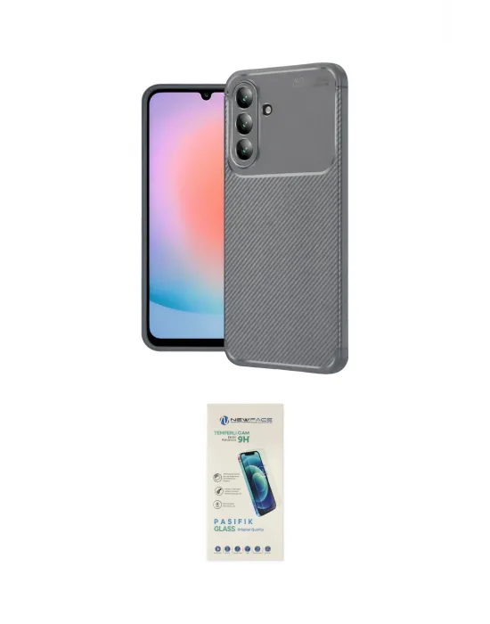 ieg™ Galaxy A57 5G Kılıf Eksen Form Prime - Şeffaf Pasifik Cam Ekran Koruyucu