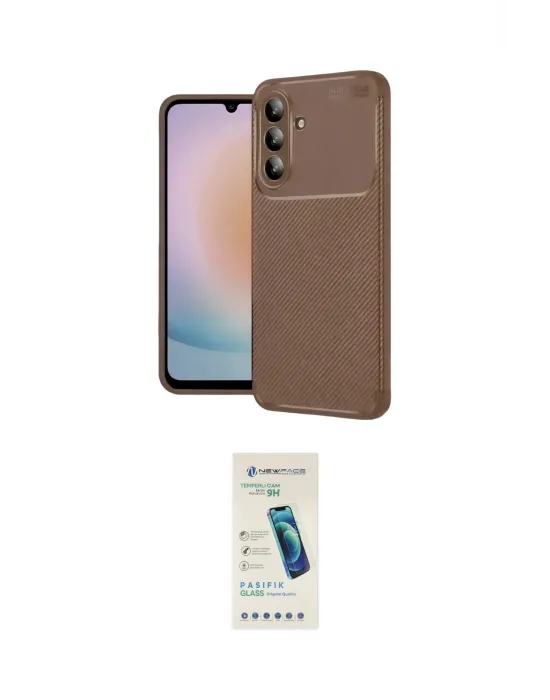 ieg™ Galaxy A57 5G Kılıf Eksen Form Prime - Şeffaf Pasifik Cam Ekran Koruyucu