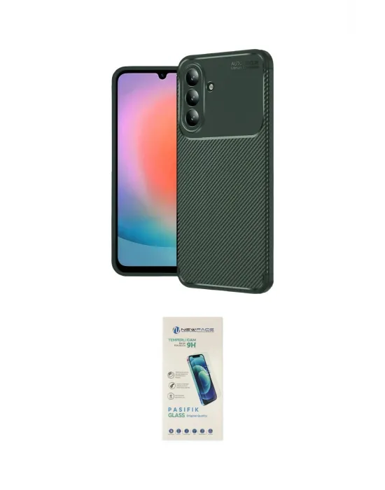 ieg™ Galaxy A57 5G Kılıf Eksen Form Prime - Şeffaf Pasifik Cam Ekran Koruyucu