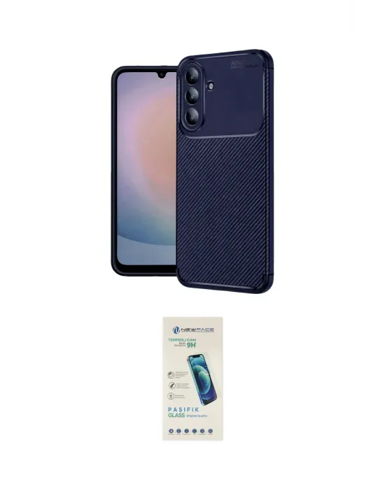 ieg™ Galaxy A57 5G Kılıf Eksen Form Prime - Şeffaf Pasifik Cam Ekran Koruyucu