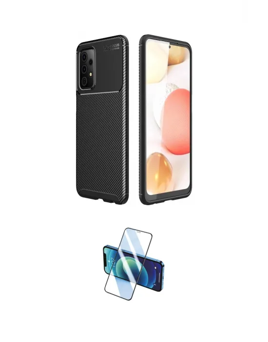 ieg™ Galaxy A72 Kılıf Eksen Form Prime - Siyah 3D Antistatik Cam Ekran Koruyucu