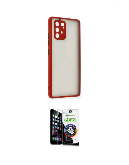 ieg™ Galaxy A91 / S10 Lite Kılıf Ahenk Çizgi Serisi - Şeffaf Temperli Cam Ekran Koruyucu