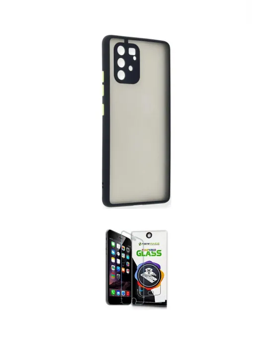 ieg™ Galaxy A91 / S10 Lite Kılıf Ahenk Çizgi Serisi - Şeffaf Temperli Cam Ekran Koruyucu