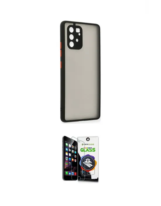 ieg™ Galaxy A91 / S10 Lite Kılıf Ahenk Çizgi Serisi - Şeffaf Temperli Cam Ekran Koruyucu