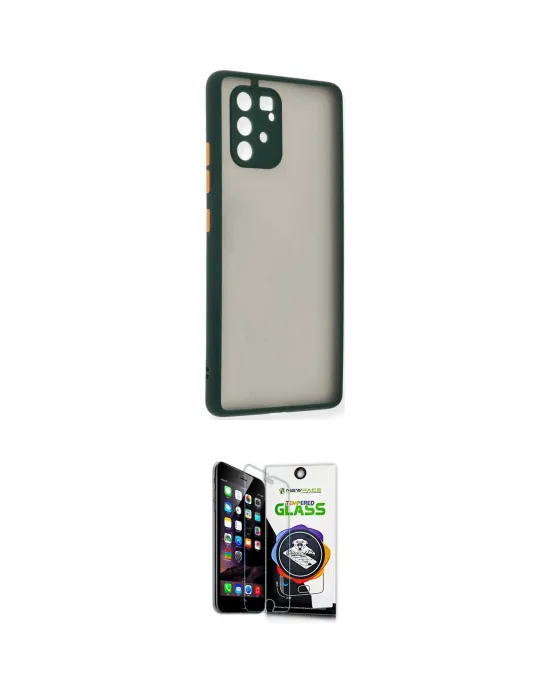 ieg™ Galaxy A91 / S10 Lite Kılıf Ahenk Çizgi Serisi - Şeffaf Temperli Cam Ekran Koruyucu