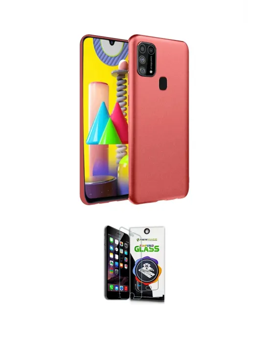 ieg™ Galaxy M31 Kılıf Ahenk Serisi - Şeffaf Temperli Cam Ekran Koruyucu
