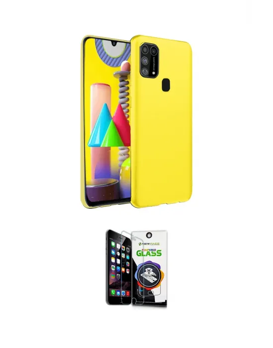 ieg™ Galaxy M31 Kılıf Ahenk Serisi - Şeffaf Temperli Cam Ekran Koruyucu