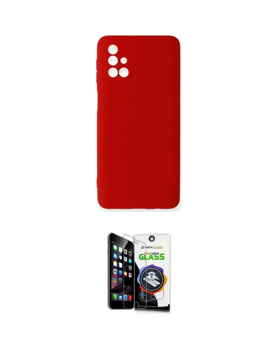 ieg™ Galaxy M31S Kılıf Ahenk Serisi - Şeffaf Temperli Cam Ekran Koruyucu