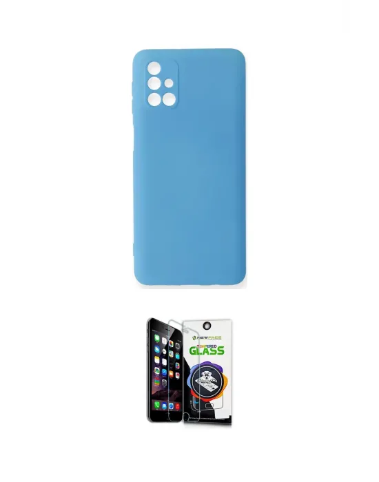 ieg™ Galaxy M31S Kılıf Ahenk Serisi - Şeffaf Temperli Cam Ekran Koruyucu