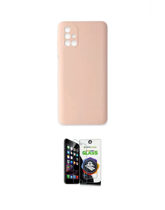 ieg™ Galaxy M31S Kılıf Ahenk Serisi - Şeffaf Temperli Cam Ekran Koruyucu