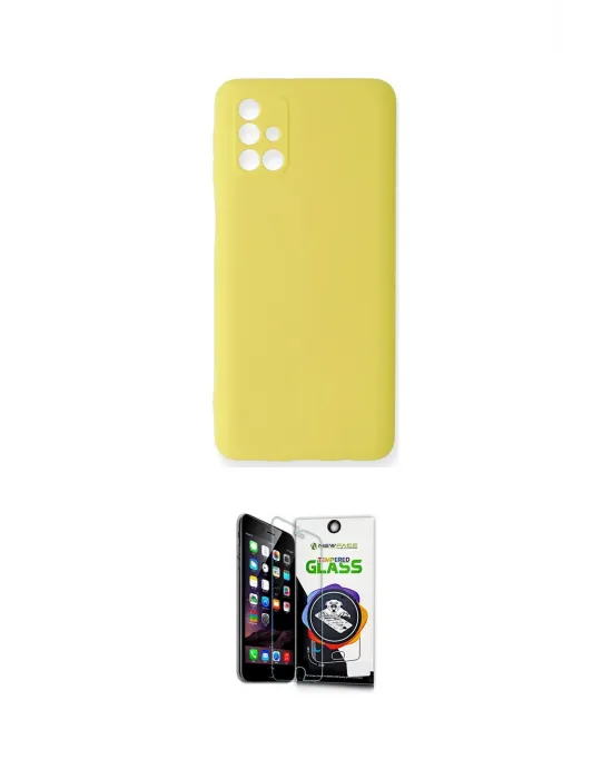 ieg™ Galaxy M31S Kılıf Ahenk Serisi - Şeffaf Temperli Cam Ekran Koruyucu