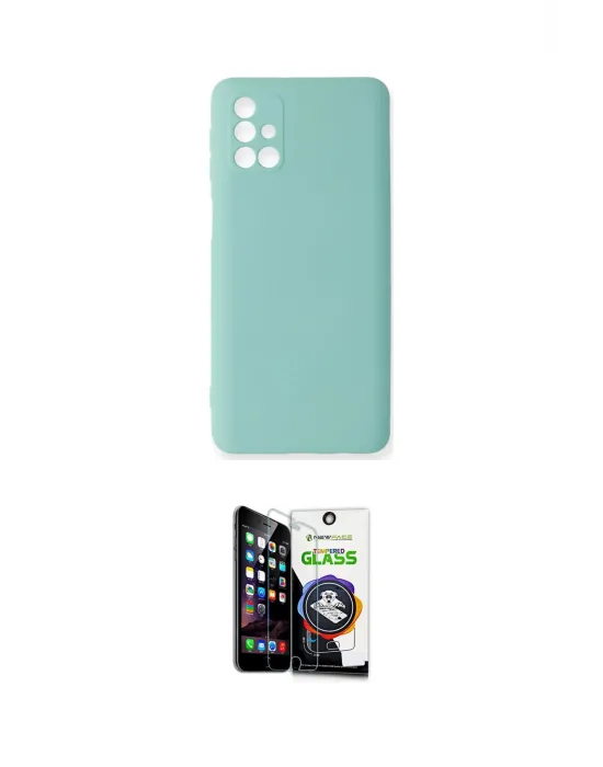 ieg™ Galaxy M31S Kılıf Ahenk Serisi - Şeffaf Temperli Cam Ekran Koruyucu