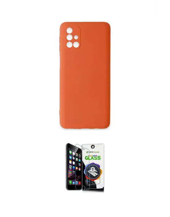 ieg™ Galaxy M31S Kılıf Ahenk Serisi - Şeffaf Temperli Cam Ekran Koruyucu