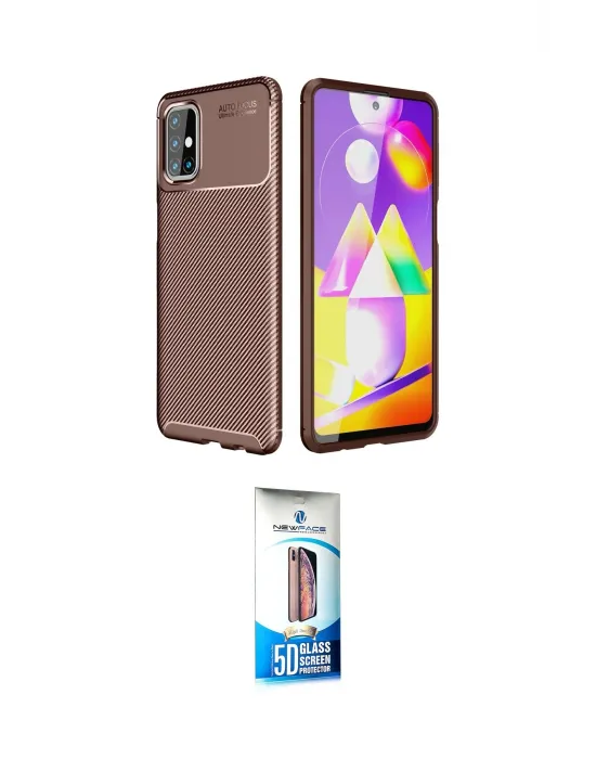 ieg™ Galaxy M31S Kılıf Eksen Form Prime - Siyah 5D Eko Cam Ekran Koruyucu