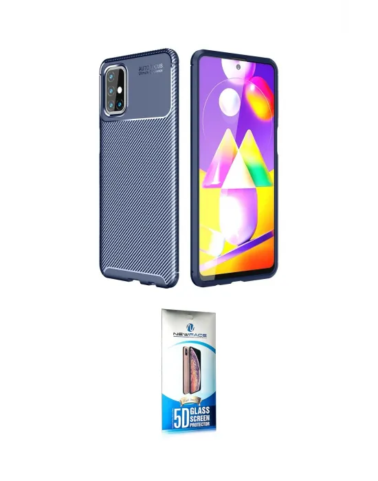 ieg™ Galaxy M31S Kılıf Eksen Form Prime - Siyah 5D Eko Cam Ekran Koruyucu