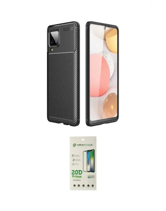 ieg™ Galaxy M33 Kılıf Eksen Form Prime - Siyah 20D Premium Cam Ekran Koruyucu
