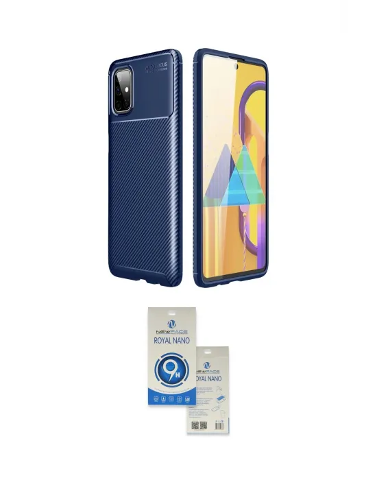 ieg™ Galaxy M51 Kılıf Eksen Form Prime - Şeffaf Royal Nano Ekran Koruyucu