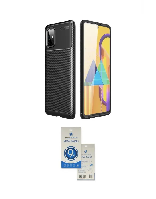 ieg™ Galaxy M51 Kılıf Eksen Form Prime - Şeffaf Royal Nano Ekran Koruyucu
