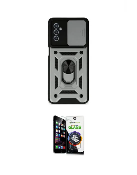 ieg™ Galaxy M52 5G Kılıf Ahenk Klasik - Şeffaf Temperli Cam Ekran Koruyucu