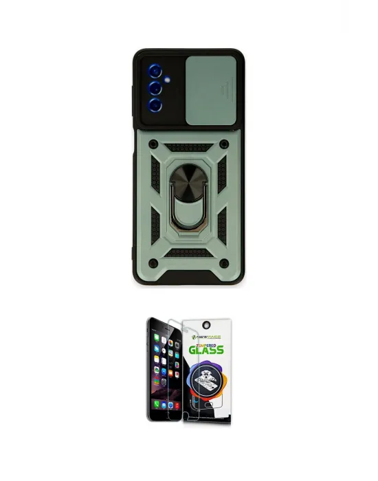 ieg™ Galaxy M52 5G Kılıf Ahenk Klasik - Şeffaf Temperli Cam Ekran Koruyucu