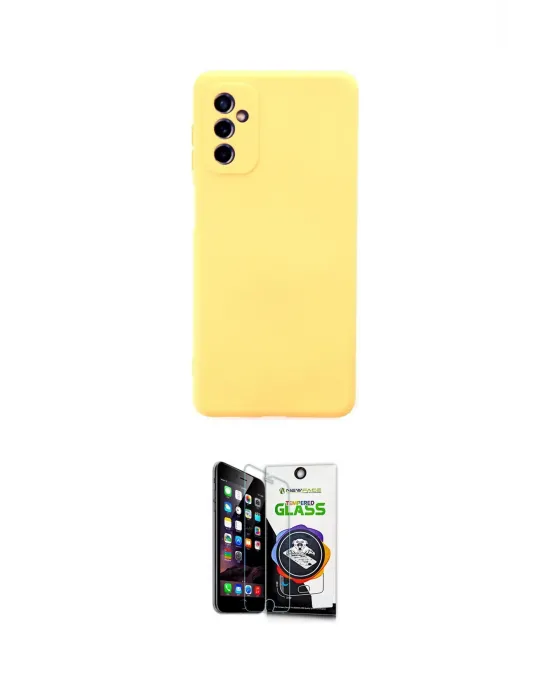 ieg™ Galaxy M52 5G Kılıf Ahenk Serisi - Şeffaf Temperli Cam Ekran Koruyucu