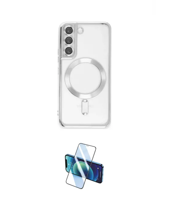 ieg™ Galaxy S22 Kılıf Nova Işık Özel Seri - Siyah 3D Antistatik Cam Ekran Koruyucu