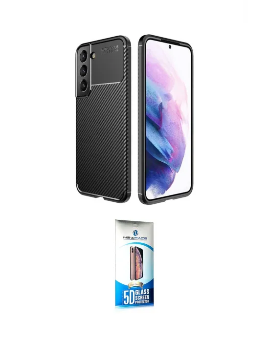 ieg™ Galaxy S22 Plus Kılıf Eksen Form Prime - Siyah 5D Eko Cam Ekran Koruyucu