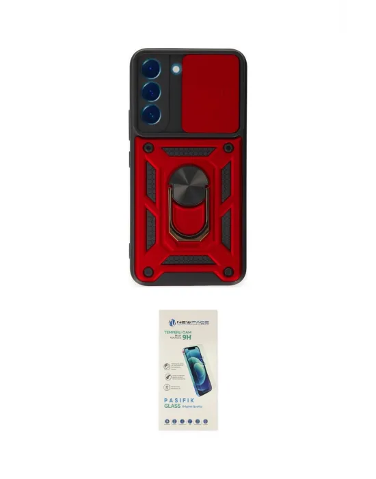 ieg™ Galaxy S23 FE Kılıf Ahenk Klasik - Şeffaf Pasifik Cam Ekran Koruyucu