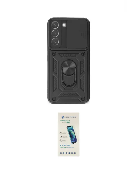 ieg™ Galaxy S23 FE Kılıf Ahenk Klasik - Şeffaf Pasifik Cam Ekran Koruyucu
