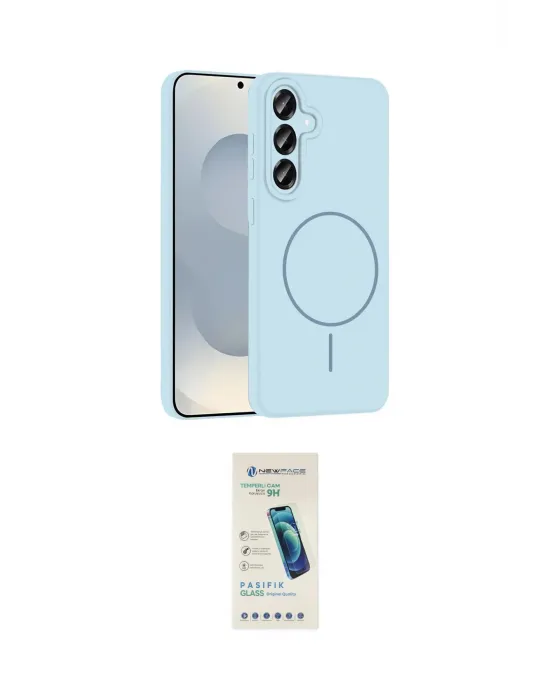 ieg™ Galaxy S23 FE Kılıf Yankı Form Serisi - Şeffaf Pasifik Cam Ekran Koruyucu
