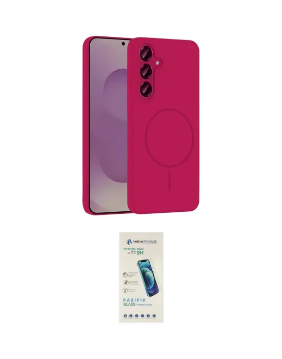 ieg™ Galaxy S23 FE Kılıf Yankı Form Serisi - Şeffaf Pasifik Cam Ekran Koruyucu