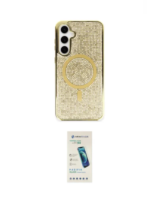 ieg™ Galaxy S23 Kılıf Eksen Çizgi - Şeffaf Pasifik Cam Ekran Koruyucu