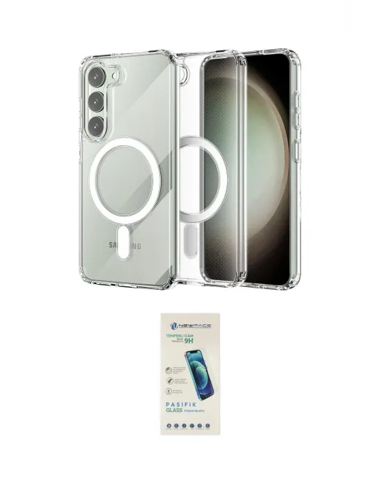 ieg™ Galaxy S23 Plus Kılıf Ahenk Yansıma Prime - Şeffaf Pasifik Cam Ekran Koruyucu