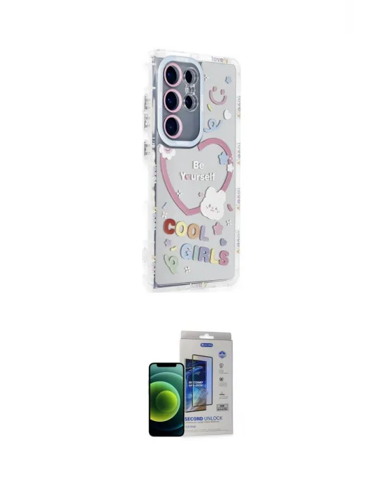 ieg™ Galaxy S23 Ultra Kılıf Ahenk Modern Serisi - Siyah Durable Full Glue Curved Cam