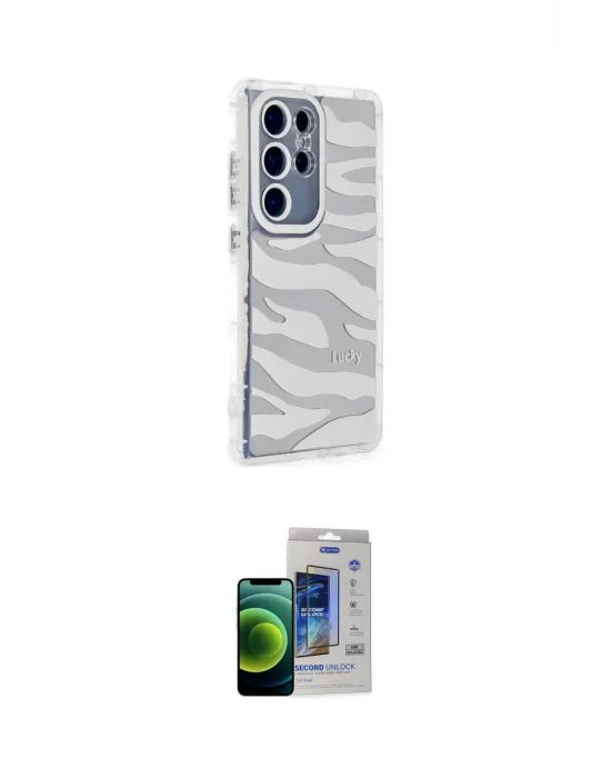 ieg™ Galaxy S23 Ultra Kılıf Ahenk Modern Serisi - Siyah Durable Full Glue Curved Cam