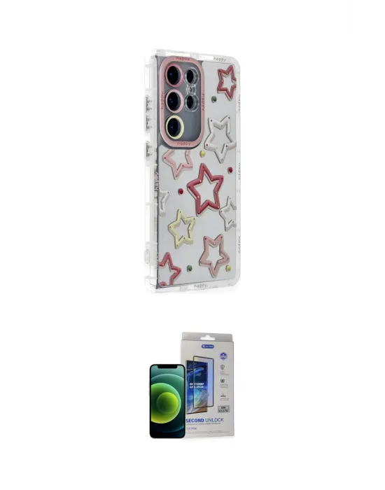 ieg™ Galaxy S23 Ultra Kılıf Ahenk Modern Serisi - Siyah Durable Full Glue Curved Cam