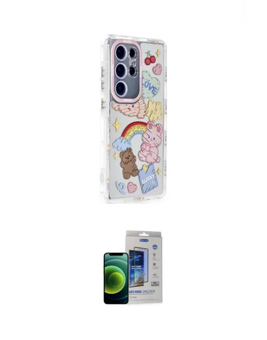 ieg™ Galaxy S23 Ultra Kılıf Ahenk Modern Serisi - Siyah Durable Full Glue Curved Cam