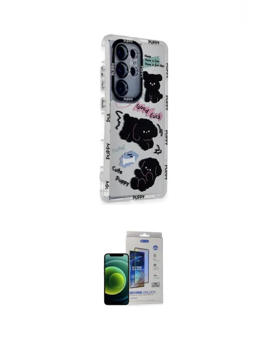 ieg™ Galaxy S23 Ultra Kılıf Ahenk Modern Serisi - Siyah Durable Full Glue Curved Cam
