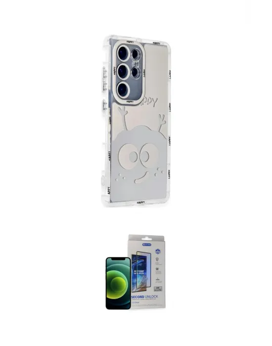 ieg™ Galaxy S23 Ultra Kılıf Ahenk Modern Serisi - Siyah Durable Full Glue Curved Cam