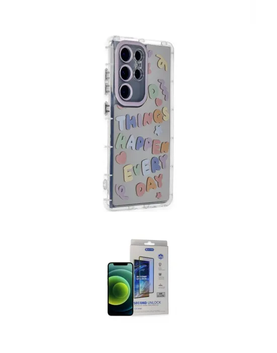 ieg™ Galaxy S23 Ultra Kılıf Ahenk Modern Serisi - Siyah Durable Full Glue Curved Cam