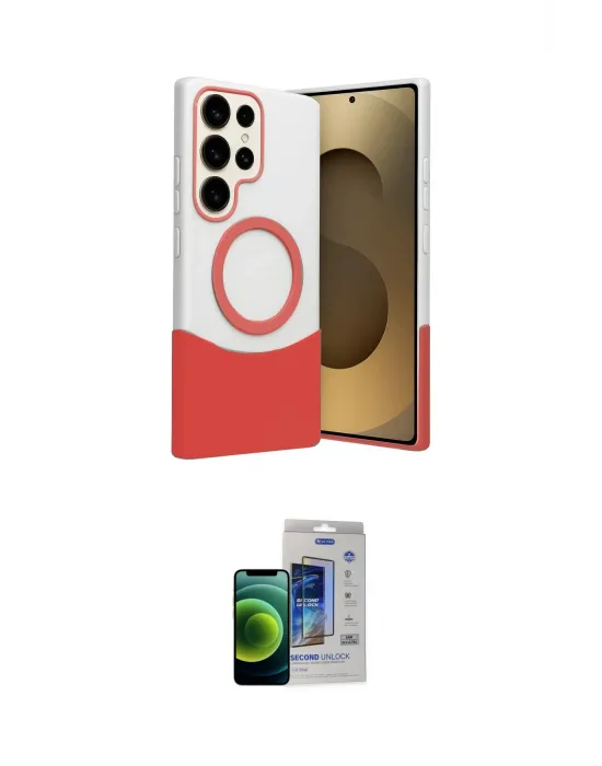 ieg™ Galaxy S23 Ultra Kılıf Kozmos Form Özel Seri - Siyah Durable Full Glue Curved Cam