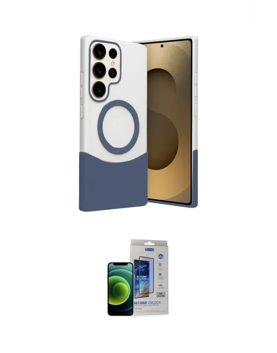 ieg™ Galaxy S23 Ultra Kılıf Kozmos Form Özel Seri - Siyah Durable Full Glue Curved Cam