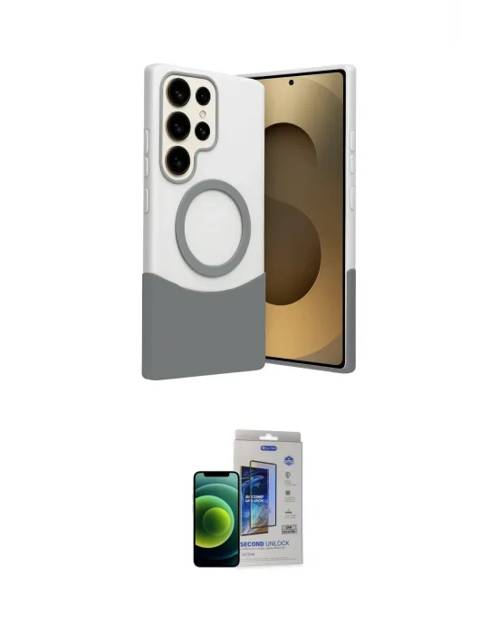 ieg™ Galaxy S23 Ultra Kılıf Kozmos Form Özel Seri - Siyah Durable Full Glue Curved Cam