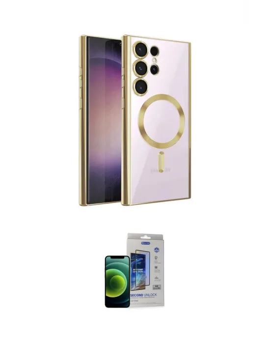 ieg™ Galaxy S23 Ultra Kılıf Nova Işık Özel Seri - Siyah Durable Full Glue Curved Cam
