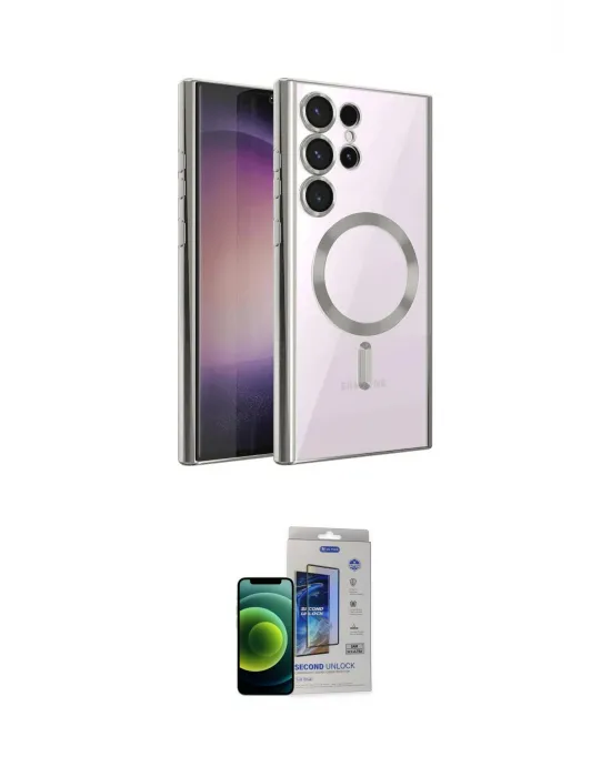ieg™ Galaxy S23 Ultra Kılıf Nova Işık Özel Seri - Siyah Durable Full Glue Curved Cam