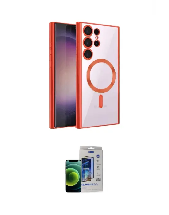ieg™ Galaxy S23 Ultra Kılıf Nova Işık Özel Seri - Siyah Durable Full Glue Curved Cam