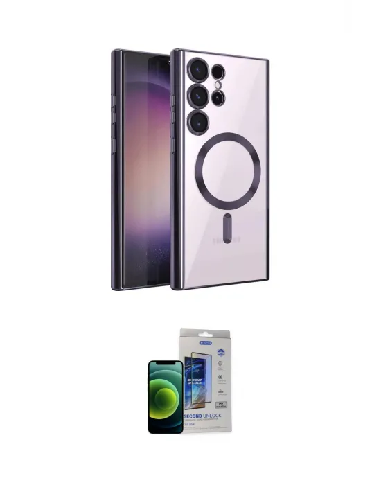 ieg™ Galaxy S23 Ultra Kılıf Nova Işık Özel Seri - Siyah Durable Full Glue Curved Cam