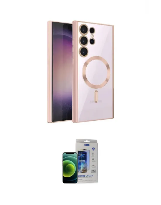 ieg™ Galaxy S23 Ultra Kılıf Nova Işık Özel Seri - Siyah Durable Full Glue Curved Cam